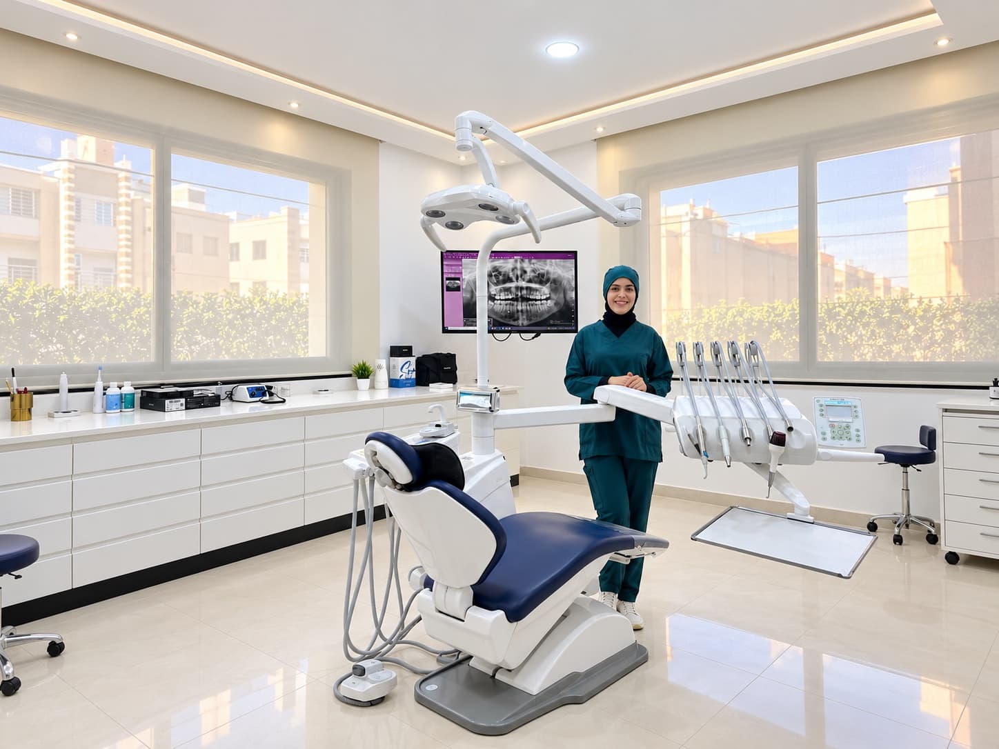 أسماء، مساعدة طبية، داخل غرفة العلاج بالعيادة